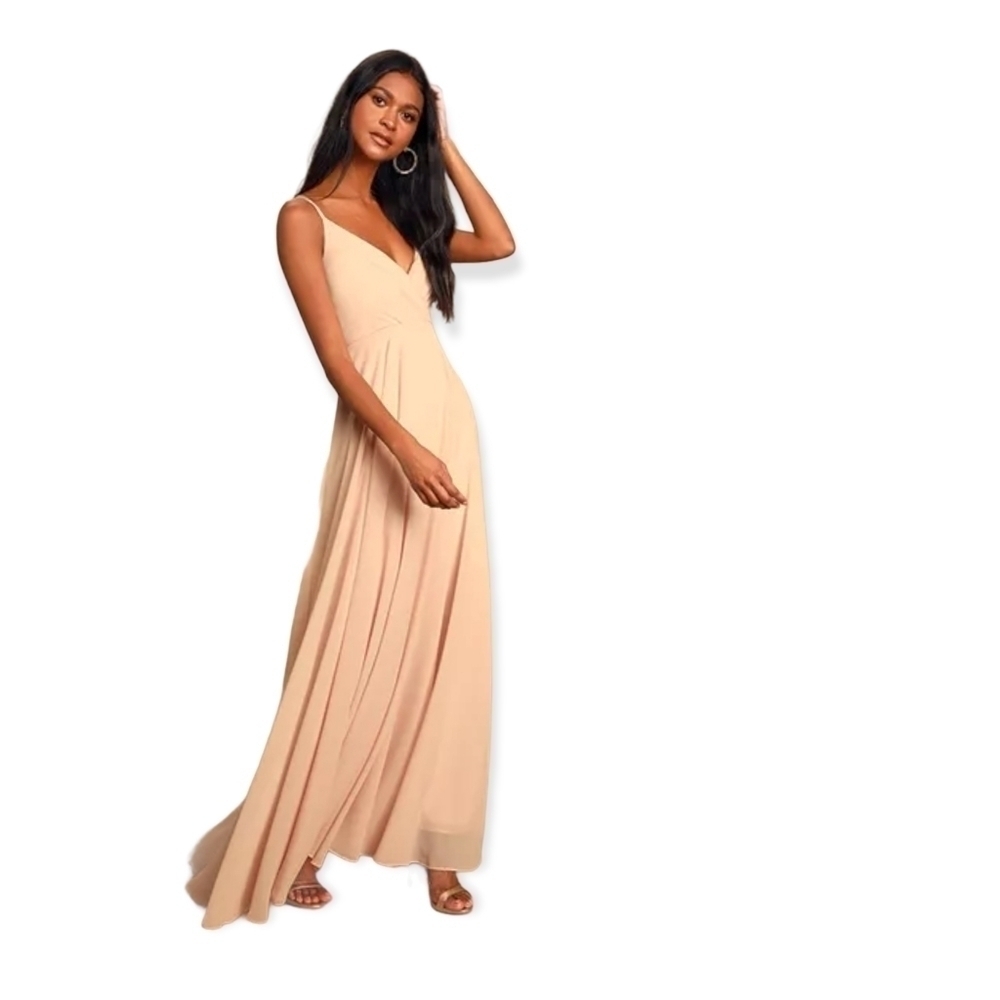 Lulus all about love blush pink/light salmon maxi Bridesmaid dress